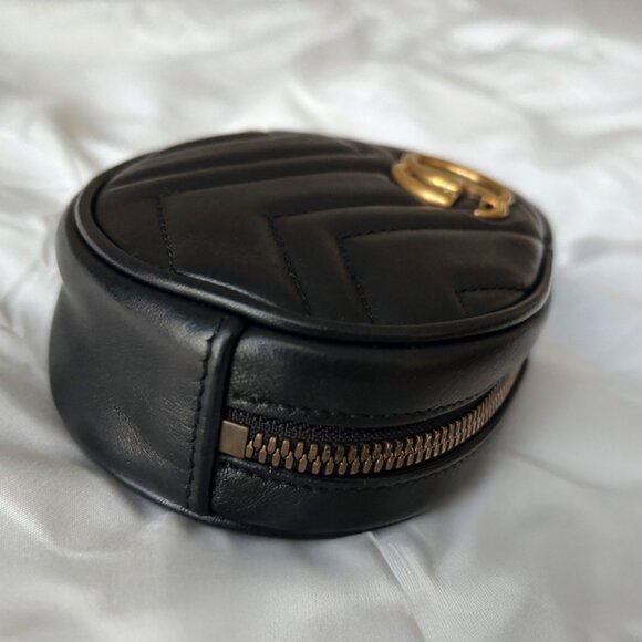 Pre-Owned Gucci GG Marmont Belt Bag Black Calfskin 100/40 Lightly Used - Picture 6 of 8